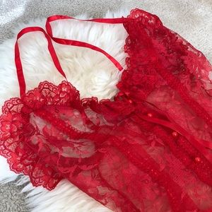 Red Lace Lingerie Teddy